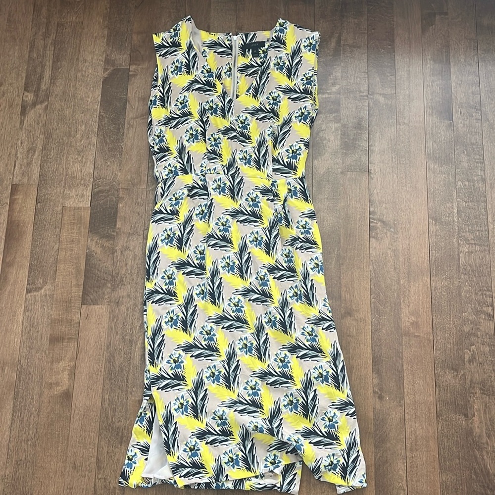 J crew Floral Yellow and Green Dress